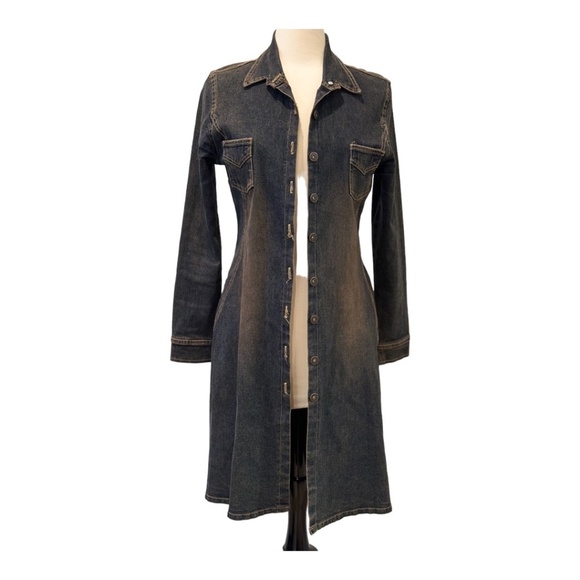 Vintage 90s DMBM Denim Tapered Button Down Shirt Dress Size Large - Picture 5 of 9